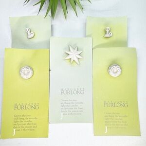 SOLD VTG Lot Margaret Furlong Christmas Bisque Porcelain Pins Wreath Candle Star